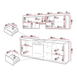 Cuisine complète NESESO II blanche 240 cm