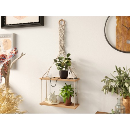 Etagere Murale Bois et cordes KANORO II Boheme Deco - 2 étagères