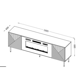 Meuble TV ARTIDE 190 cm avec cheminée style art deco