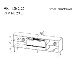 Meuble TV ARTIDE 190 cm avec cheminée style art deco