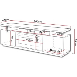 LOSTINO Meuble TV avec cheminée électrique, flamme LED réaliste. Cheminée chauffante.