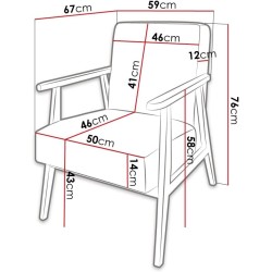 Fauteuil Wikez en velours côtelé, fauteuil rembourré avec accoudoirs en bois