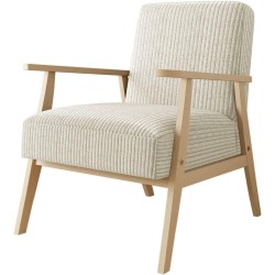 Fauteuil Wikez en velours côtelé, fauteuil rembourré avec accoudoirs en bois