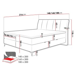 Lit complet avec matelas et sommier et double coffres Estiris