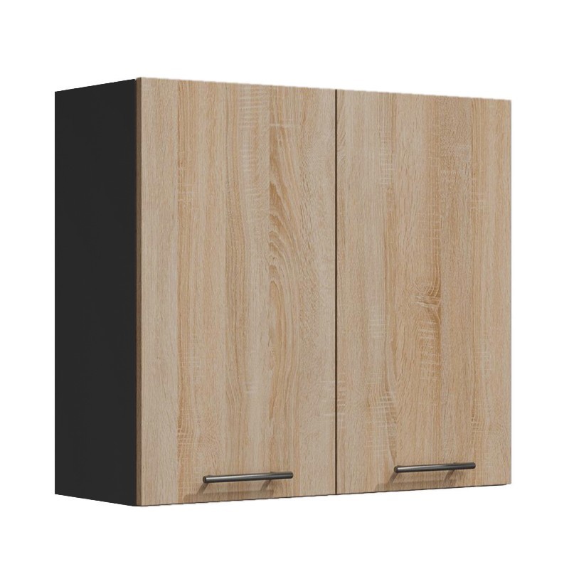 LILA - Meuble de cuisine haut 80 cm 2 portes couleur blanc ou bois