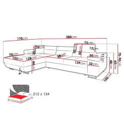 Canapé d'angle convertible TOREZIO Mini en tissu