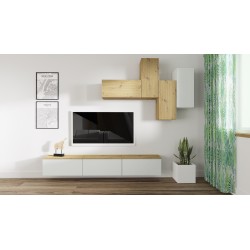 Ensemble meuble TV PLANIA bois et blanc