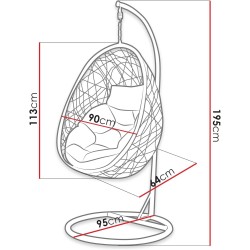 Fauteuil suspendu extérieur avec armature en acier et coussin Bordia