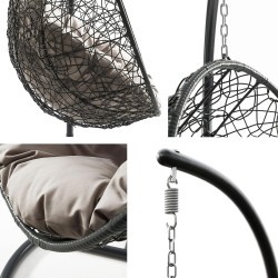 Fauteuil suspendu extérieur avec armature en acier et coussin Bordia