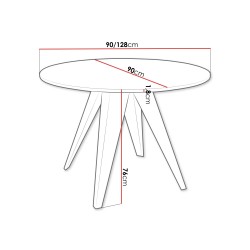 Table ronde extensible ZAFUN (90 - 128 cm)