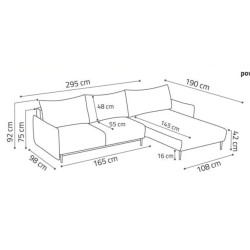 Canapé d'angle convertible LAMBIA en tissu bouclette