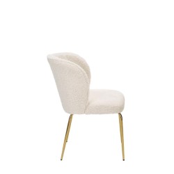 Chaise avec Tissu Bouclette couleur crème ou blanc cassé - Ensemble de 2 Chaises KALIA avec pieds dorés