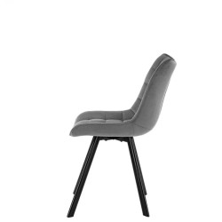 Ensemble de 2 chaises matelassées en tissu gris avec pieds noirs