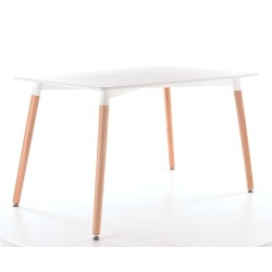 Table de cuisine 120 cm NOLAN scandinave blanc et bois