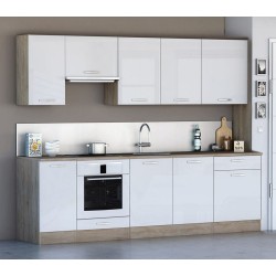 Cuisine complète 260 cm SCAND style scandinave blanc et bois nordique