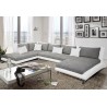 Canapé d'angle panoramique design CAYEN gris et blanc moderne position basse