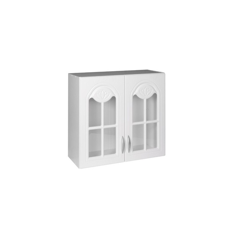 Meuble de cuisine haut 2 portes vitrines 80 cm DINA mélaminé avec 1 étagère