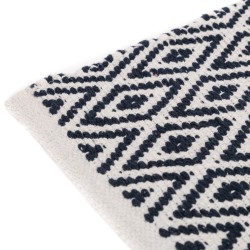 Tapis motifs ethniques en coton bleu et blanc 80 x 50 cm