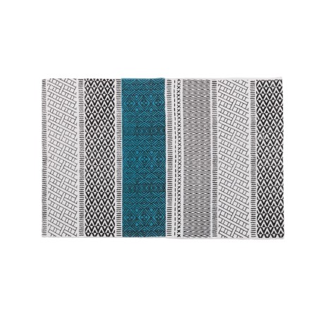 Tapis motifs ethniques turquoise 60 x 90 cm