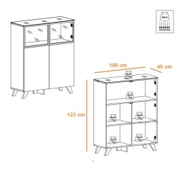 Ensemble meuble TV THIN style industriel noir et wotan