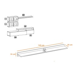 Ensemble meuble TV LIGHT blanc et gris