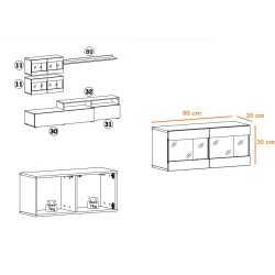 Ensemble meuble TV LIGHT blanc et gris