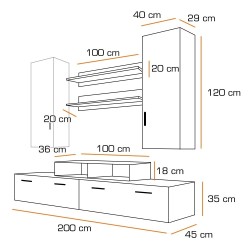 Ensemble meuble TV MINI blanc et noir