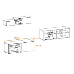 Ensemble meuble TV SKYLINE blanc et noir