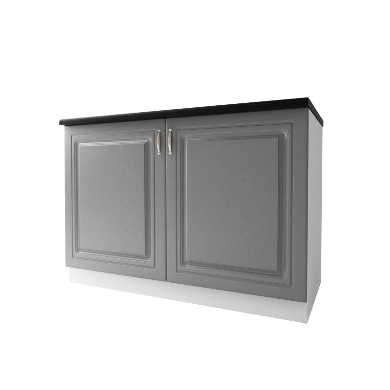 Meuble de cuisine bas 2 portes 120 cm DINA en mélaminé avec 1 étagère