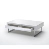 Table basse design Dispsy pieds métal chromé et plateau blanc laqué