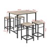 Lot de table + 4 tabourets avec repose-pied manger debout