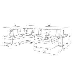 Canapé d'angle panoramique en u ATIS moderne et design en tissu tendancegris et noir ou blanc