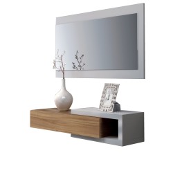 Console d'entrée NOON avec miroir blanc et bois noyer style scandinave