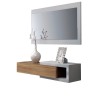 Console d'entrée NOON avec miroir blanc et bois noyer style scandinave