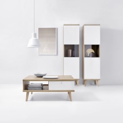 Vitrine de 50 cm PRIMO scandinave bois et blanc