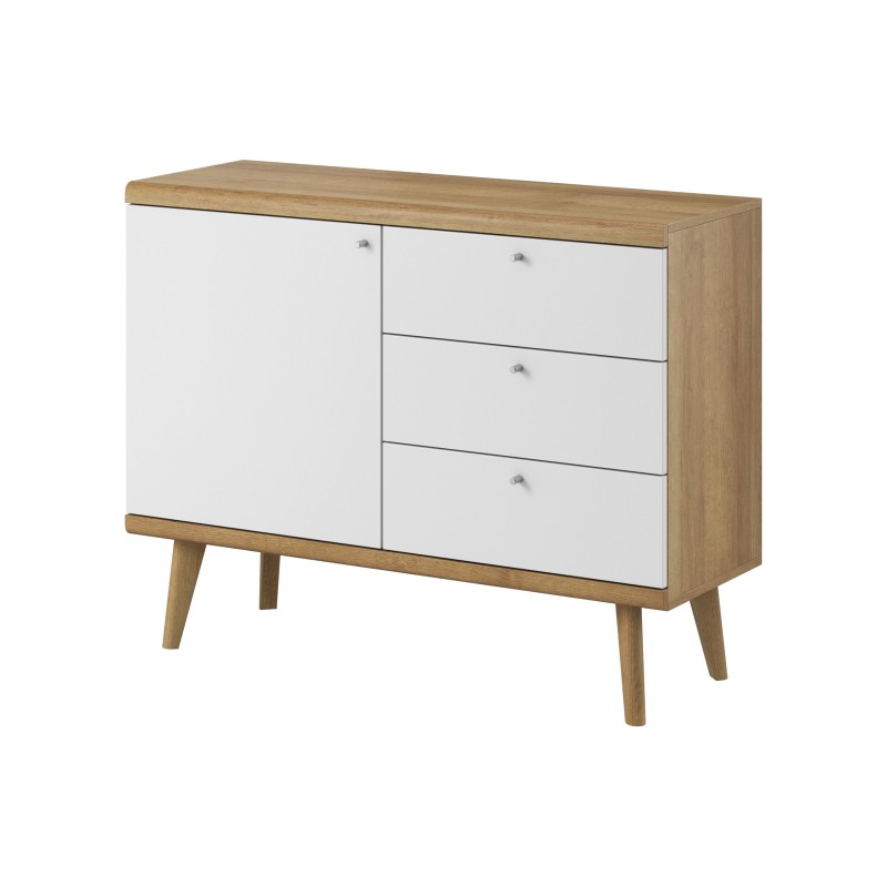 Commode PRIMO 3 tiroirs 1 porte de 107 cm scandinave