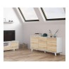 ZAIKI - Buffet contemporain blanc et decor chene style scandinave - L 154 cm