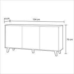 ZAIKI - Buffet contemporain blanc et decor chene style scandinave - L 154 cm