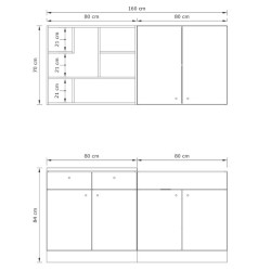 Cuisine scandinave de la gamme MAZE de 160 cm 