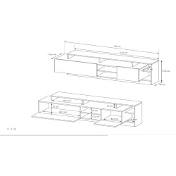 Ensemble TV ILDA bois et blanc moderne et design