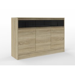 Commode 3 tiroirs 3 portes ANDA 120 cm bois et noir