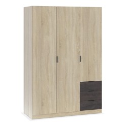  INDIO - Armoire Industrielle 3 Portes Bois + 3 tiroirs