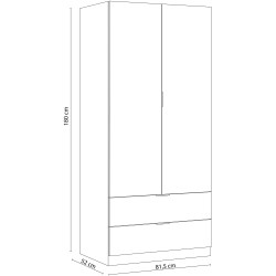 Armoire penderie 2 portes et 2 tiroirs