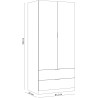 Armoire penderie 2 portes et 2 tiroirs