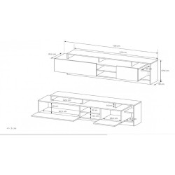 Salon complet ILDA - Meuble Tv, commode et table basse. Design bois