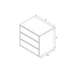 Commode ARC avec 3 tiroirs en Blanc Mat - 60 cm