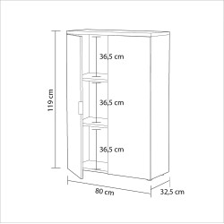 0F5655A Meuble de rangement de Bureau Blanc Chêne 119 x 80 x 32,5 cm