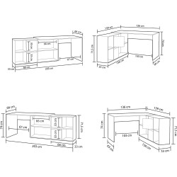 Bureau réversible modèle Adapta XL Gris Ciment et Blanc 74 x 136 x 139 cm habitdesign