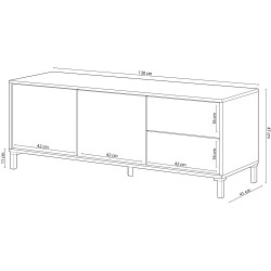 LOON Meuble TV scandinave en chêne Canadien et Blanc 130 cm