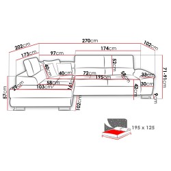 Canapé d'angle convertible COTARE avec têtières réglables et coffre de rangement